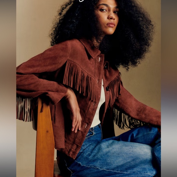 Sézane Women's Yuma Brown Fringe Jacket - Picture 2 of 13